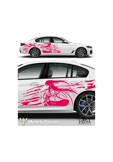 240X60cm-Samuray Kız Yan Kapı Oto Sticker, Samurai Girl Arka