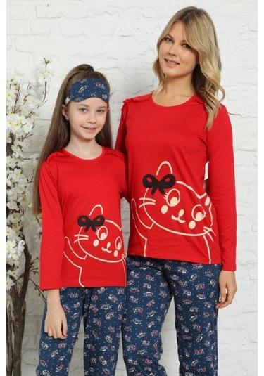 Alimer Kız Çocuk Bisiklet Yaka Uzun Kollu Pijama Takım Edy5157Uy