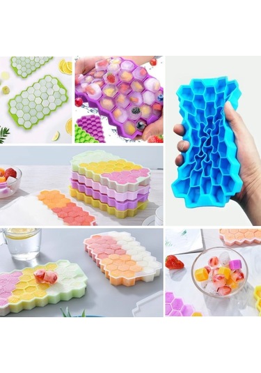 Buffer 37 Bölmeli Slikon Petek Şeklinde Buz Kalıbı Renkli