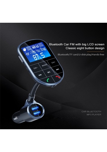 Bc37 Çift Usb Şarj Akıllı Bluetooth Fm Verici Mp3 Müzik Çalar Araç Kiti, Ahizesiz Arama Ve Tf Kart Ve U Disk Siyah Desteği