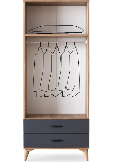 Kumsal 2 Kapılı 2 Çekmeceli Gardrop Elbise Dolabı 80x48x195cm 001 Kumsal 2 Kapılı 2 Çekmeceli Gardrop Elbise Dolabı 80x48x195cm 001