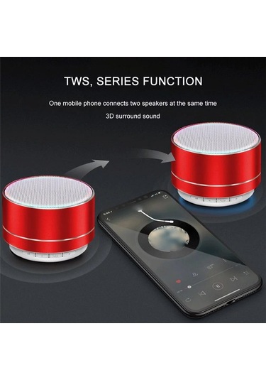 Taşınabilir Kablosuz Bluetooth Hoparlör Fm Mini Led Metal Süper Bas Subwoofer Mp3 Müzik Çalar Için Destek TF Kart