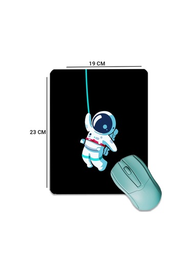 Sonictouch Astronot Temalı Siyah Pürüzsüz Yüzey Kaymaz Taban Dikişsiz Kenar Gamer Oyuncu Mouse Pad 1 Mousepad
