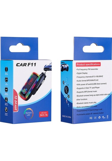 F11 Usb Şarj Araba Oynatıcı Mavi Diş Fm Verici Araba Mp3 Çalarlar