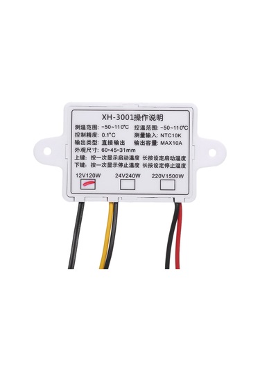 Xh-w3001 Led Ekranlı Akıllı Dijital Mikrobilgisayar Sıcaklık Kontrol Cihazı Mini Termostat Anahtarı Suya Dayanıklı Sensör Probu İle