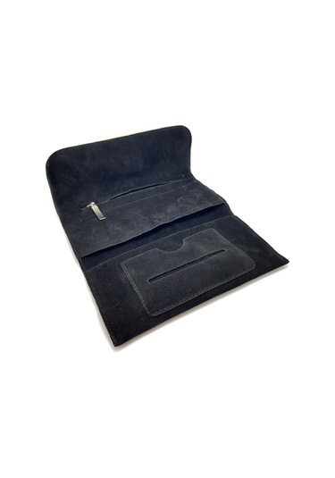 Siyah Süet Tütün Kesesi Çantası Tütünlük pz67