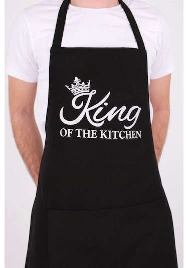 King Ayarlanabilir Askılı Mutfak Önlüğü Şef Önlüğü 60 X 80 Siyah