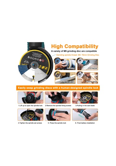 Reedark 3 İnç Taşlama Makinesi - Çok Amaçlı Kesme, Parlatma Ve Zımparalama İçin El Tipi Elektrikli Alet