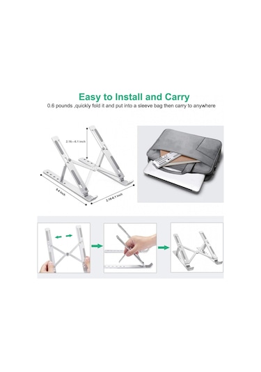 HT-119 Çift Kenetli Katlanır Alüminyum Laptop & Tablet Standı