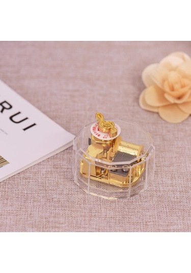 Novahub Altın Kaplama 12 Köşeli Akrilik Müzik Kutusu - Saat Yönünün Tersine Dönen Mekanizma İle Özel Melodi Çalar Şeffaf Şeffaf