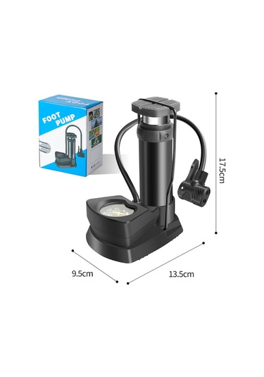 Araba / Motosiklet / Bisiklet Ayak Şişirme Kompresör & Hava Pompası İşaretçi Tipi Lastik Basıncı Algılama Ayak Şişirme Cihazı Siyah