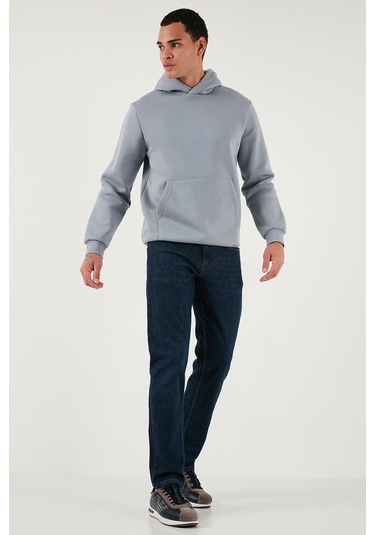 Buratti Streç Pamuklu Comfort Fit Yüksek Bel Boru Paça Jeans Erkek Kot Pantolon 4413C41Texas Lacivert