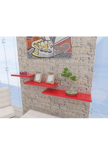 Peakdizayn 3'Lü Duvar Rafı Seti Renkli