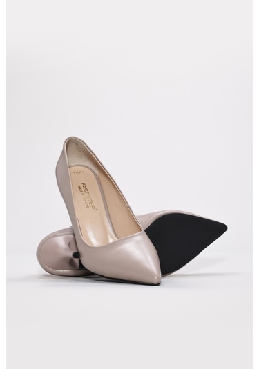 Hakiki Deri Kadın İnce Topuk Ayakkabı 215za1882 Vizon