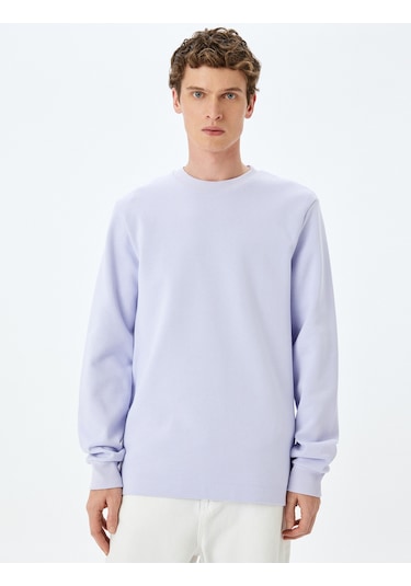 Koton Bisiklet Yaka Pamuklu Basic Sweatshirt Lila 5sam70008mk Lila