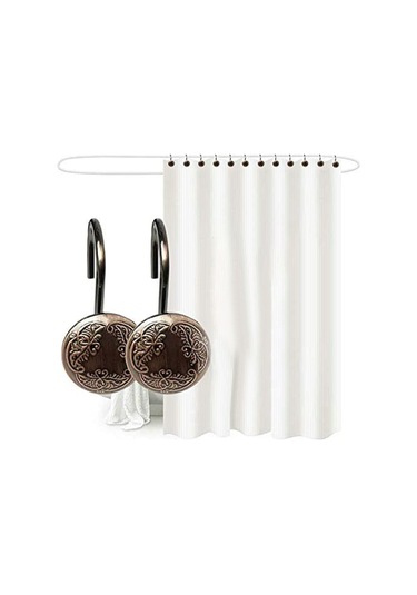 12 Adet Antik Duş Perdesi Kancası Banyo Duş Çubukları İçin Perde Halkaları Kancaları Fotoğraf Rengi Diğer