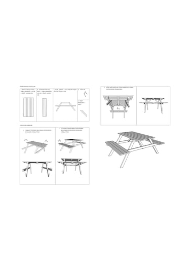 Ahşap Bahçe Masası Piknik Masası Kahverengi