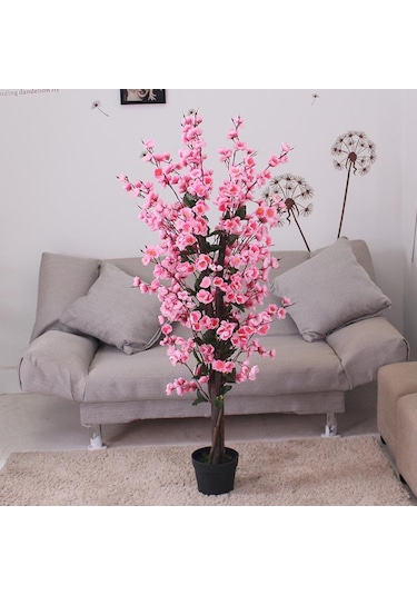 Yapay Ağaç Pembe Japon Kiraz Çiçeği Bahardalı Ağacı Sakura Çiçeği