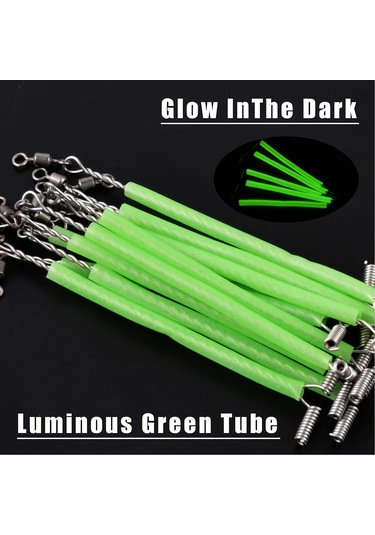 50 Adet Kızdırma Uçlu Yem Hatları - Döner Fırdöndülü T Şekilli Dengeli Kol Konektörleri - 5mm