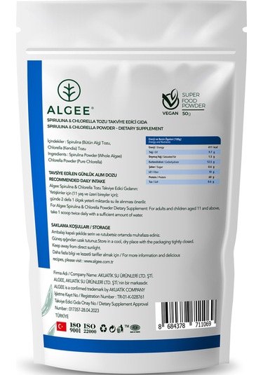 ALGEE® Spirulina & Chlorella Tozu 50 G