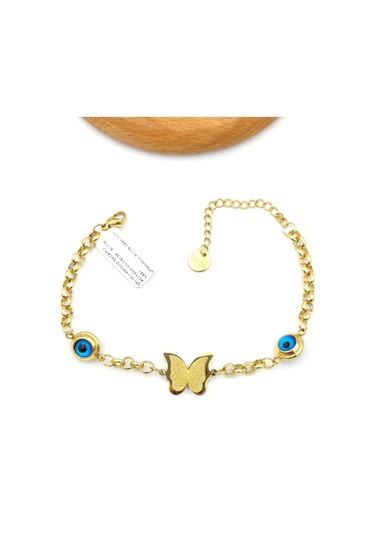 Çelik Cam Göz Detaylı Kelebek Bileklik 001