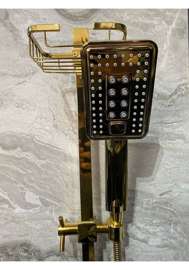İsaoğlu Yapı Parlak Gold Altın Premium Duş Seti Altın Duş Başlığı Altın Duş Seti Gold Banyo Seti Gold