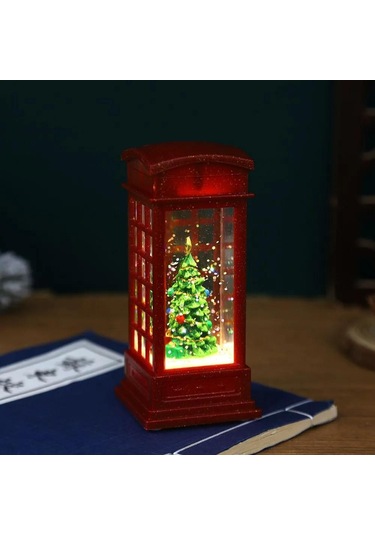 Springsun Masaüstü Noel Ağaçlı Telefon Bürosu Işıklı Feneri - Su İçeren Dekoratif Sahne Pil Yok Zf-076au