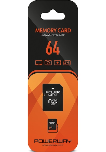 Powerway 64 GB MicroSDHC Class 10 Hafıza Kartı + Adaptör
