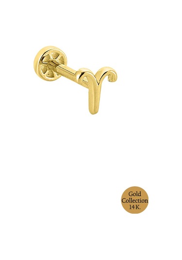 14 Ayar Sarı Altın Koç Burcu Tragus Piercing Sarı