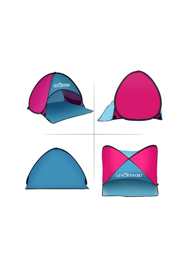 Moveevo Güneş Koruyucu Otomatik Açılır Kumsal Yüz/kafa Tentü, Hızlı Kurulum, Cep Telefonu Bölmesi, Taşınabilir Çanta Sarı-turuncu Çok Renkli