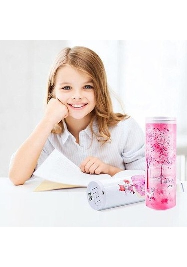 Çocuklar İçin Şifreli Kalem Kutusu, Çok Fonksiyonlu Quicksand Desenli Kırtasiye Organizer, Elektronik Kod Kilidi İle Güvenli Okul Malzemeleri Saklama Kutusu Pembe