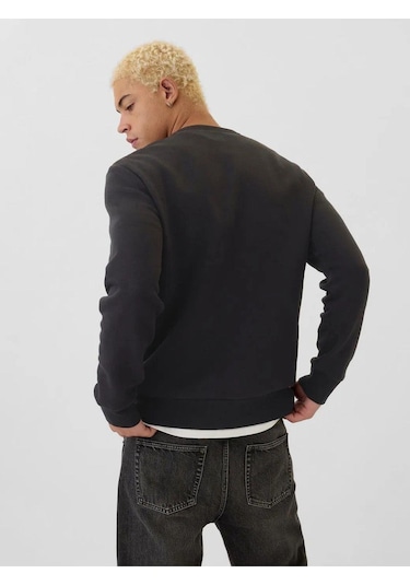 Gap Logo Fleece Siyah Sweatshirt Erkek-5958 Siyah