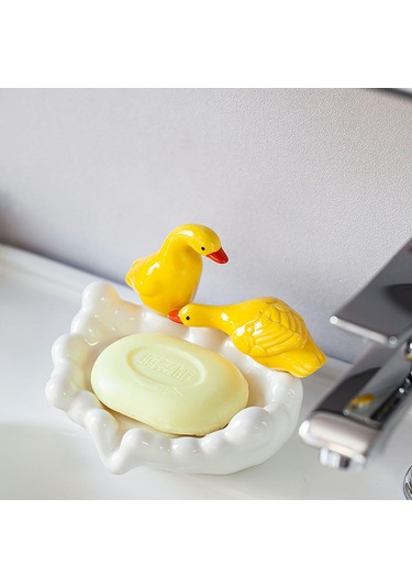 Suntek Ördek Sabunluk Kolay Temizlik Dayanıklı Sabun Tasarrufu Beyaz