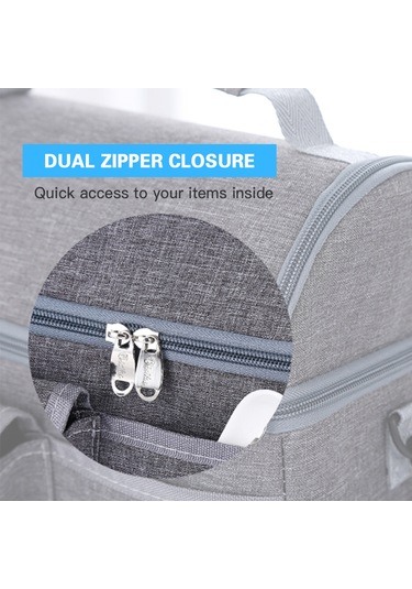 Taşınabilir İki Katmanlı İzoleli Soğutucu Çanta, Kamp, Barbekü, Piknik Ve Açık Hava Etkinlikleri İçin Öğle Yemeği Çantası Koyu Mavi, Koyu Mavi