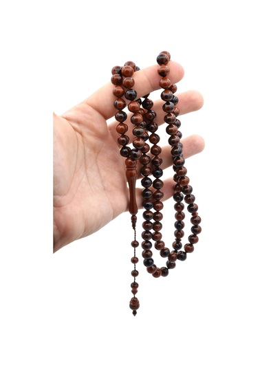 Murty99 Sistemli Sığırcık Kesim 99 luk Koyu Siyah Kahve Uçak Camı Tesbih