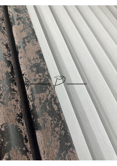 Tül Perde Simli Balık Sırtı Desen Ultra Dökümlü Etek Kurşun Sarımlı Çok Renkli