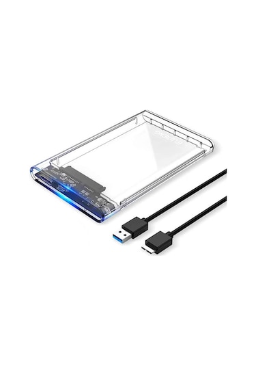 Kuvars 2.5 İnç Sata Usb 3.0 Harddisk Kutusu - Şeffaf - Micro Usb