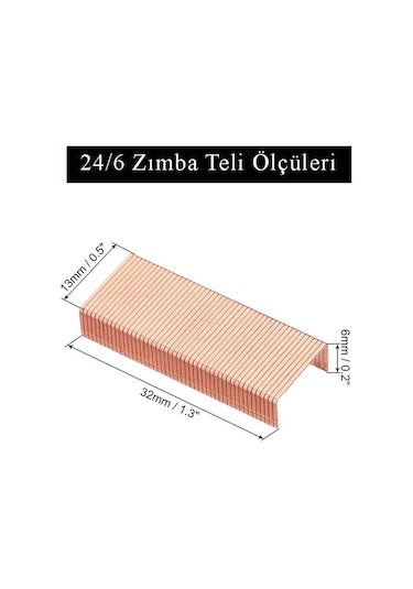 Zımba Teli 24/6 Bakır 1000 Lik 8 Paket Büyük Delta Zımba Teli Sarı 30 Yaprak Zımbalama Kapasiteli Büro Ofis Okul