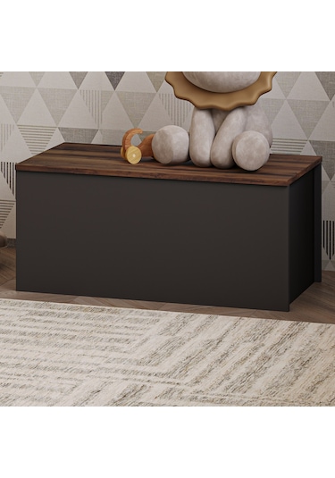 Florya Çok Amaçlı Oyuncak Ve Depolama Sandığı - Antrasit Ve Beyaz - 90 Cm - Antrasit