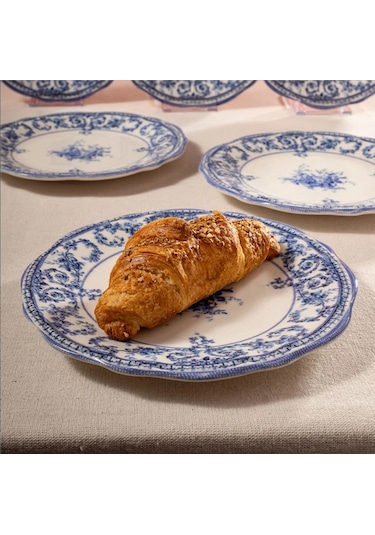 Fecra Majestic Blue 6 Parça Pasta Tabağı Seti Beyaz - Mavi