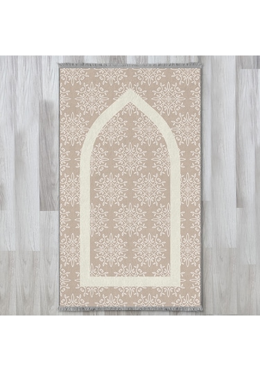Evaşk Namazlık Dokuma Halı Kaymaz Muslumana Seccade 80 x 130 BEJ EVAŞK608E80