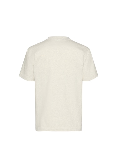Calvin Klein Kadın Classic Regular Fit Logo Baskılı T-shirt - Ekru Vanilla Heather
