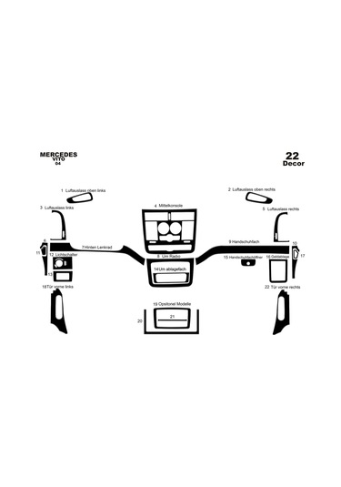 Mercedes Vito Piano Black Kaplama 2004-2006 22 Parça-piano Black Piano Black