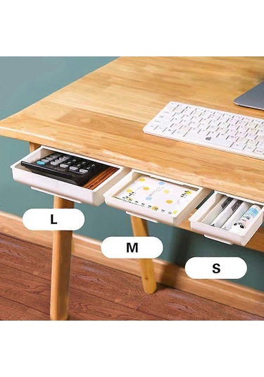 Ganzhoushop Kendinden Yapışkanlı Kalemlik Masa Altı Çekmece Saklama Kutusu Gizli Kırtasiye Düzenleyici Kalemler İçin Stand Ofis Ev Depolama Düzenleyicigri