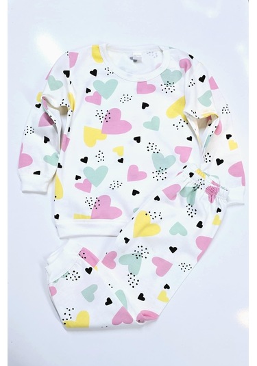 Kalpli Kız Çocuk Pijama Takım KREM Krem
