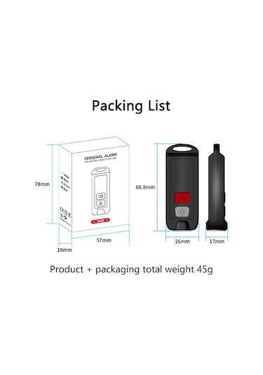 Sones Af-2002 130db Şarj Edilebilir Kurt Önleyici Alarm Kendini Savunma Cihazı Beyaz