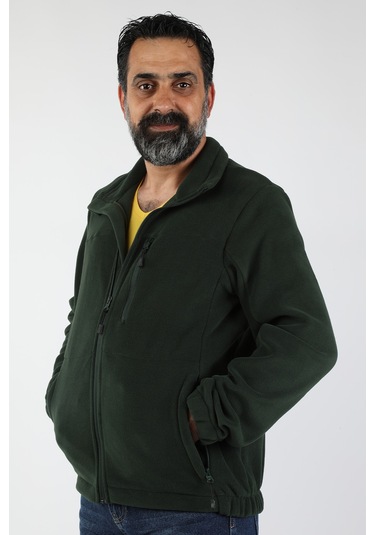 Erkek Fermuarlı Polar Yeşil