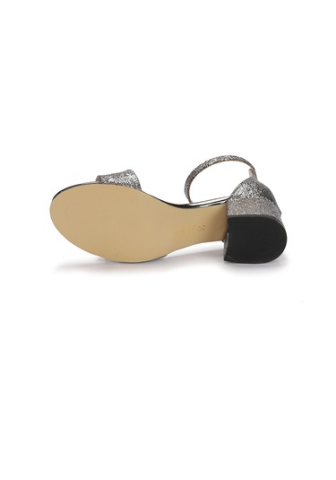 Kiko Kids 769 Kum Simli Günlük Kız Çocuk 4 Cm Topuklu Sandalet Ayakkabı Platin 001