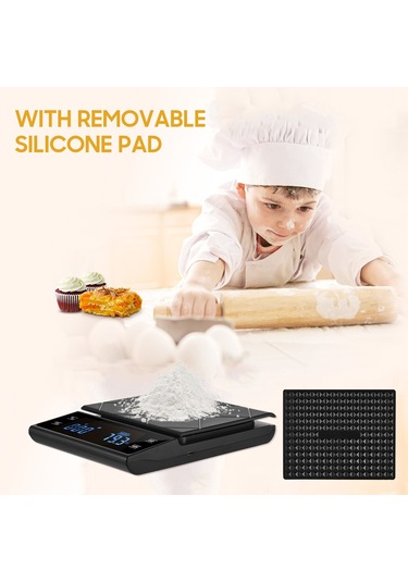 Lemestar Yüksek Hassasiyetli Dijital Led Dokunmatik Mutfak Terazisi - 3kg/0.1g, Pişirme Ve Kahve Demleme İçin Pratik Tare Ve Birim Değiştirme Özellikli Siyah