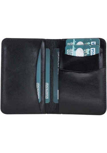Bloomledger Cosmic Cosmos Hakiki Deri Bifold Cüzdan Siyah